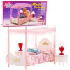 Lean Toys Lėlių miegamojo baldų komplektas su baldakimu