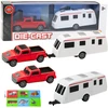 Lean Toys Raudonas metalinis automobilis su kemperiu
