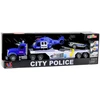 Lean Toys Policijos sunkvežimis su sraigtasparniu ir automobiliu, 53 cm
