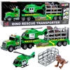 Lean Toys Dino gelbėjimo sunkvežimis su sraigtasparniu ir dinozauru