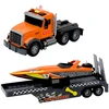Lean Toys Žaislinis sunkvežimis su motorine valtimi ir šviesos bei garso efektais