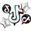 Zestaw Rinkinys „TikTok“ užrašų balionų rinkinys gimtadieniams, gimtadienio šventėms, 5 vnt.