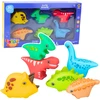 Lean Toys Guminiai vonios žaislai vaikams, dinozaurų rinkinys, 6 vnt.