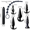 Analinių kištukų ir dildo rinkinys, juoda