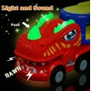 Dinozauro formos sunkvežimis su automobiliais