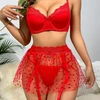 Keturių dalių apatinio trikotažo komplektas Night Seduction, raudona XL