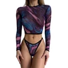 Keturių dalių apatinio trikotažo komplektas Woman is Art, violetinis