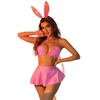 Keturių dalių apatinio trikotažo komplektas Leather Bunny, rožinis XL