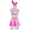 Keturių dalių apatinio trikotažo komplektas Leather Bunny, rožinis XL