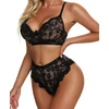Seksualus nėriniuotas apatinio trikotažo rinkinys Juodas Lace