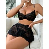 Trijų dalių apatinio trikotažo komplektas Juodas Babydoll
