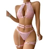 Trijų dalių apatinio trikotažo komplektas Cute Lace, rožinis