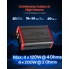 4 kanalų automobilinis garso stiprintuvas. D klasė. iki 4x120W/4Ω arba 4x200W/2Ω