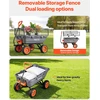 Apverčiamas sodo vežimėlis su tvora ir greito iškrovimo mechanizmu apkrova 362 kg