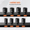 Ašies veržlių galvučių komplektas 127 mm 12 briaunų gilios 8 vnt. Cr-Mo juodas