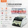 Banknotų skaičiavimo aparatas su UV/MG/IR/DD padirbtų banknotų detektoriumi, USD ir EUR, dviguba LCD