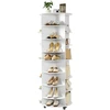 Besisukanti avalynės spintelė 360°. 28 poroms. 7 lentynos. su ratukais. 588x588x1646 mm. balta
