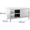 Centrinis darbo stalas su spinta 150 x 70 x 85 cm nerūdijantis plienas