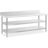 Darbo stalas su atbraila 2 lentynos 200x70cm nerūdijantis plienas