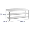 Darbo stalas su atbraila 2 lentynos 200x70cm nerūdijantis plienas