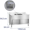 Dvigubas pramoninis plautuvas su spintele Royal Catering 140 cm