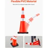 Eismo saugos kūgiai. 6 vnt.. PVC. 91.4 cm. su atšvaitinėmis juostomis. juoda guminė bazė