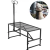 Galvijų ir ožkų kirpimo stovas su tiesiu galvos laikikliu 130x58 cm metalinis rėmas juodas
