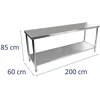 Gastronominis plieno darbo stalas su lentyna 200x60cm