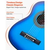 Klasikinė gitara 780 mm. medinė. pradedantiesiems. su dėklu. diržu. derintuvu. mėlyna