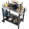 Lauko vežimėlis maisto ruošimui prie barbekiu. su dviem lentynomis. sulankstomas metalinis stalviršis 85x55 cm