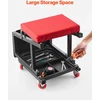 Mechaniko taburetė su ratukais. keliamoji galia 136 kg. sukasi 360°. su įrankių padėklu. juoda