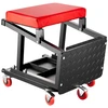 Mechaniko taburetė su ratukais. keliamoji galia 136 kg. sukasi 360°. su įrankių padėklu. juoda