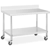 Metalinis gastronominis stalas su lentyna ir kraštu 70 x 120 cm