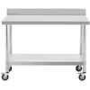 Metalinis gastronominis stalas su lentyna ir kraštu 70 x 120 cm
