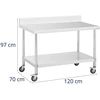 Metalinis gastronominis stalas su lentyna ir kraštu 70 x 120 cm