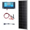 Monokristalinių saulės baterijų rinkinys 100W su įkrovimo reguliatoriumi. 12V. IP68. kemperiams