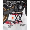 Motociklo žirklinis keltuvas kompaktiška platforma apkrova 499 kg eiga 95-34 cm