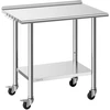 Nerūdijančio plieno darbastalis 915x610x894 mm. su ratukais ir bortu. iki 227 kg