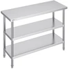 Nerūdijančio plieno darbastalis maistui ruošti 457x1219x864 mm. 2 reguliuojamos lentynos