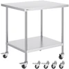 Nerūdijančio plieno darbo stalas 762 x 457 x 954.6 mm. su 4 ratukais. reguliuojamas aukštis. maistui ruošti
