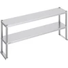 Nerūdijančio plieno dvigubo lygio lentyna-stalas 305x1524x600 mm. reguliuojamo aukščio
