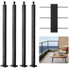 Nerūdijančio plieno turėklų komplektas balkonui. 4 vnt.. 1067 x 108 x 68 mm. terasos baliustrados stulpelių rinkinys. juodas