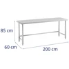 Nerūdijančio plieno virtuvinis stalas 200 x 60 cm