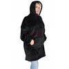 Oversize XXL minkštas džemperis - pledas, juodas 2in1