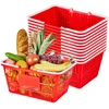 Plastikinių pirkinių krepšių rinkinys. 21 l. 12 vnt.. raudoni
