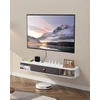 TV staliukas Prie sienos tvirtinama TV spintelė su anga laidams. saugykla DVD grotuvui ir žaidimų konsolei. balta. ilgis 120 cm