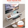 TV staliukas Prie sienos tvirtinama TV spintelė su anga laidams. saugykla DVD grotuvui ir žaidimų konsolei. balta. ilgis 120 cm