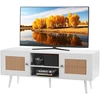 TV staliukas Ratano TV spintelė. boho stiliaus. 120 x 40 x 49 cm. 2 durelės ir 2 stalčiai. balta