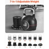 Reguliuojamas svarstis (kettlebell). 7 svorio lygiai iki 20 kg. juodas