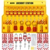 Saugos užrakinimo (Lockout/Tagout) rinkinys. 58 vnt.. su stotele 55.8x39.3 cm